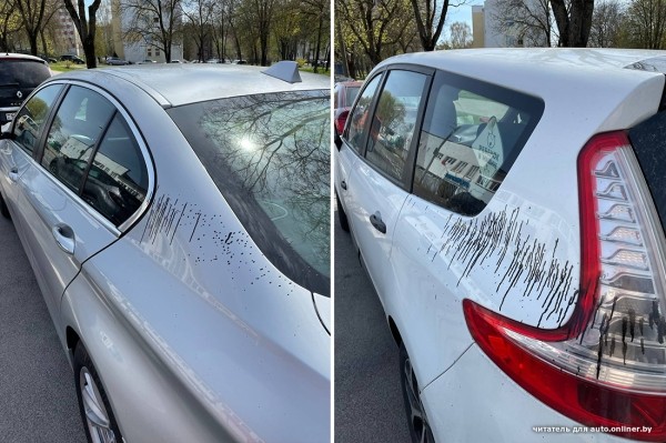 Кто-то облил десятки припаркованных машин гидравлическим маслом. Виновник попал на видео?