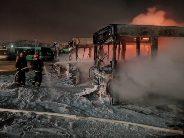 В витебском автопарке сгорели три автобуса